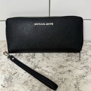 Michael Kors Black Zip-Around Wristlet